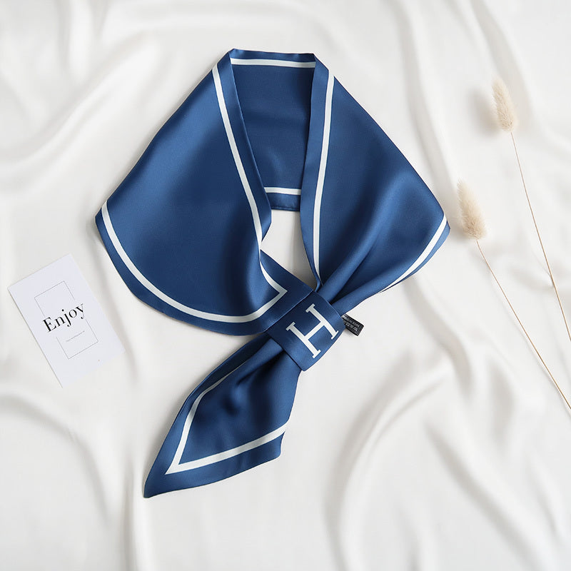 SaphireGrace Satin Neck Scarf Blue