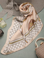 CrossKulture - SatinCreme Small Square Satin Scarf Offwhite flare view