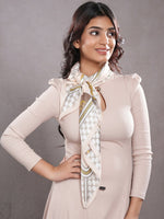 CrossKulture - SatinCreme Small Square Satin Scarf Offwhite front model view