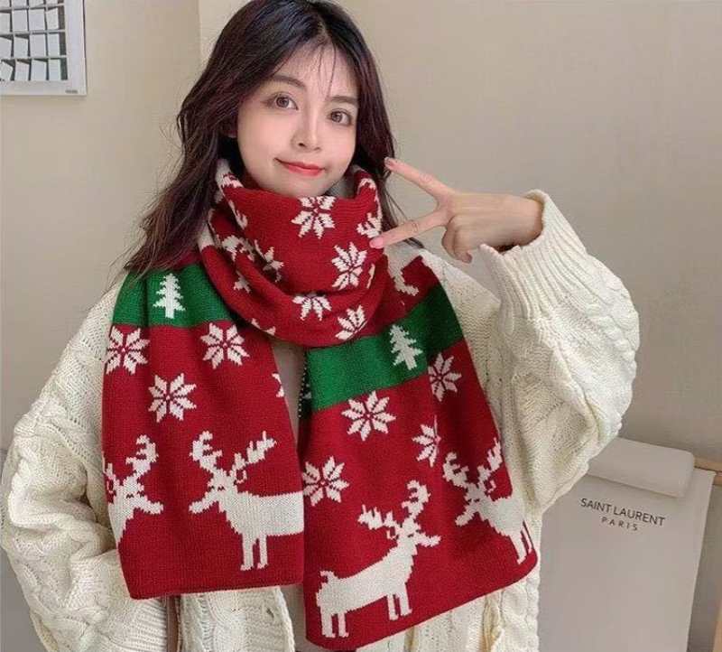 AHollyJollyChristmas Red Wool Christmas Scarf