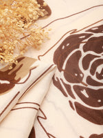 CrossKulture - CocoRose Viscose Cotton Scarf Chocolate Brown fabric detailig view