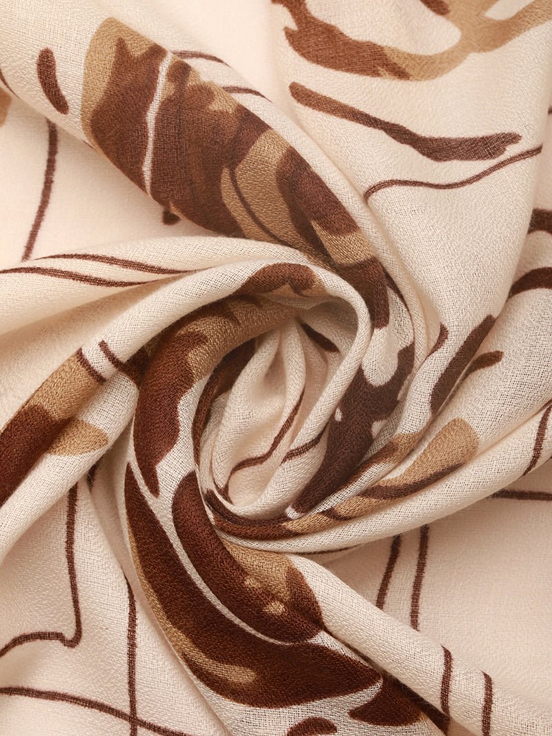 CrossKulture - CocoRose Viscose Cotton Scarf Chocolate Brown fabric detailig view