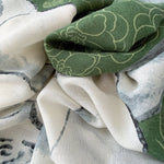 CrossKulture - FloralEnvy Viscose Cotton Scarf Green fabric detailing view