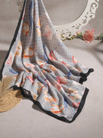 CrossKulture - SkylineTulips Viscose Cotton Scarf Blue flare view