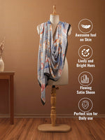 CrossKulture - SkylineTulips Viscose Cotton Scarf Blue infographic image