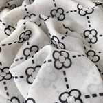 CrossKulture - FloralCrossing Viscose Cotton Scarf White fabric detailing view