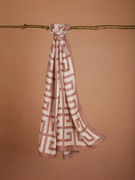 CrossKulture - NuetralMaze Viscose Cotton Scarf Brown hanging on a handle bar