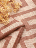 CrossKulture - NuetralMaze Viscose Cotton Scarf Brown fabric detailing view