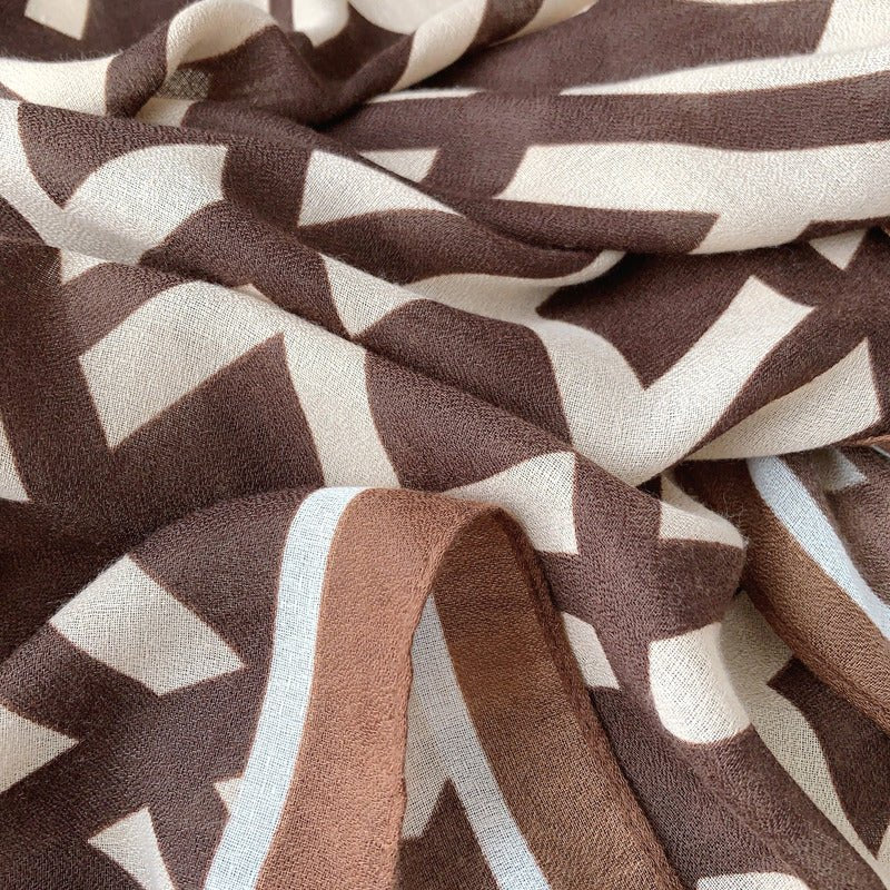 CrossKulture - TiramisuEffect Viscose Cotton Scarf Brown fabric detailing view