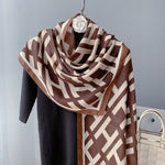CrossKulture - TiramisuEffect Viscose Cotton Scarf Brown styled in hanger view