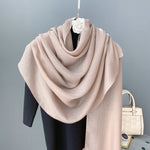 CrossKulture - WarmFawn Viscose Cotton Scarf Beige styled on a hanger view