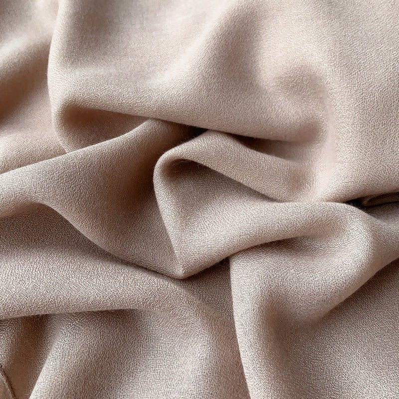 CrossKulture - WarmFawn Viscose Cotton Scarf Beige fabric detailing view