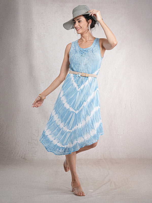MorningDew - Tie-Dye Viscose Crepe Asymmetrical Dress