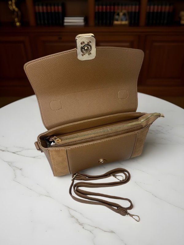CrossKulture - BlissGrace lightweight brown handbag side view showing long strap