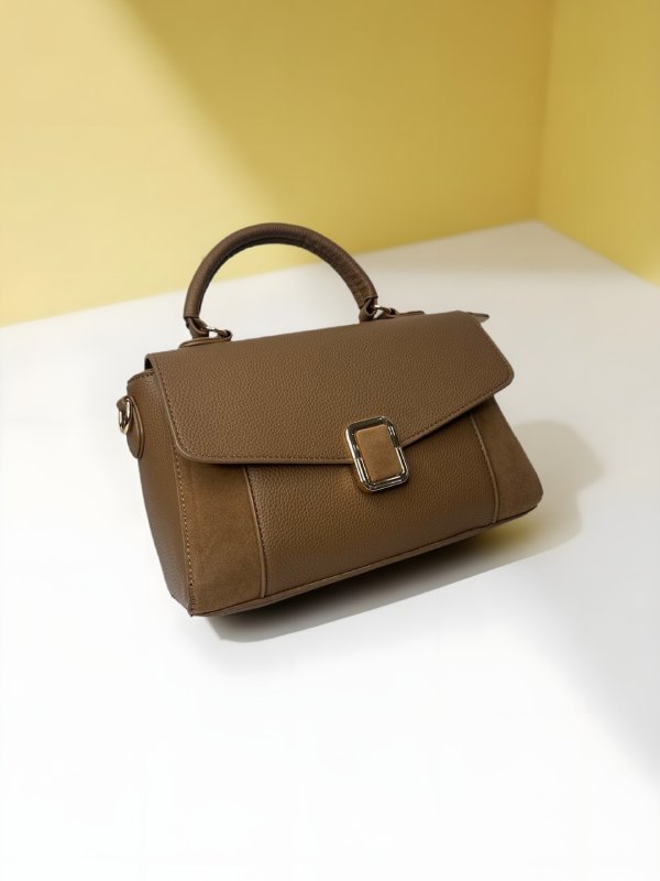 CrossKulture - BlissGrace lightweight brown handbag side view placed on a table