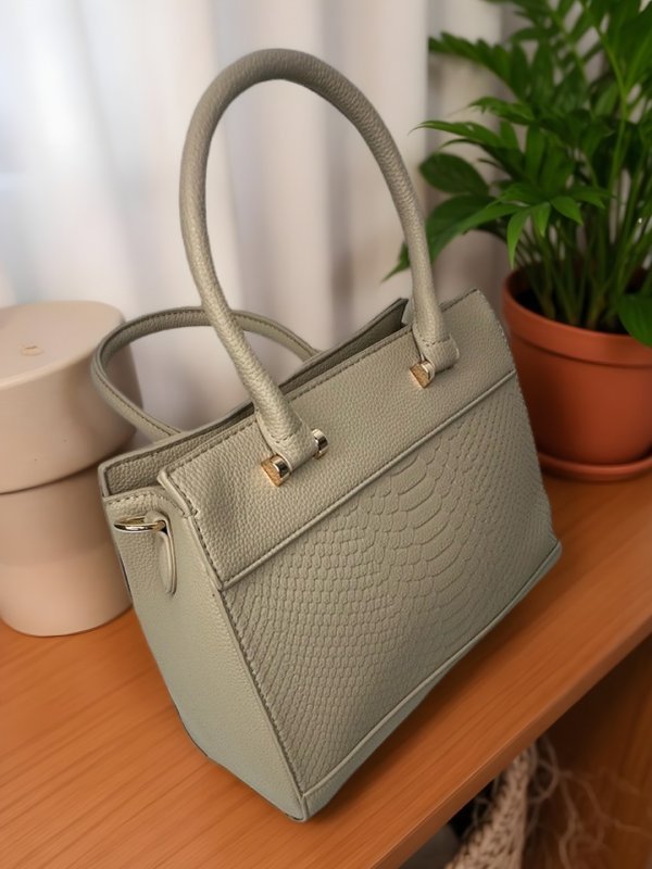 CrossKulture - BlissWear lightweight beige handbag front view placed on a table