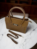 CrossKulture - BlissEdit lightweight brown handbag side view showing long strap