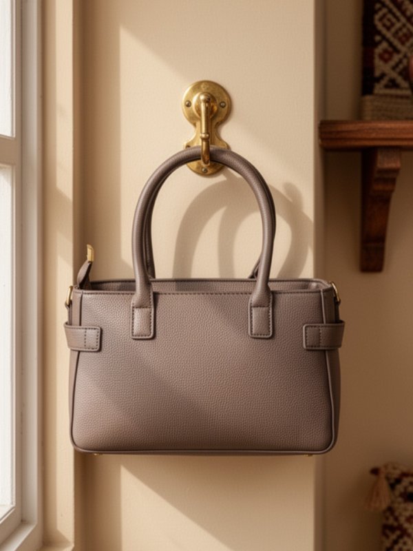 CrossKulture - BlissIcon arm two front pocket beige handbag back view