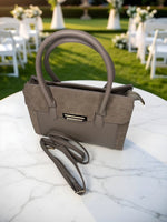 CrossKulture - BlissVibe lightweight grey handbag side view showing long strap