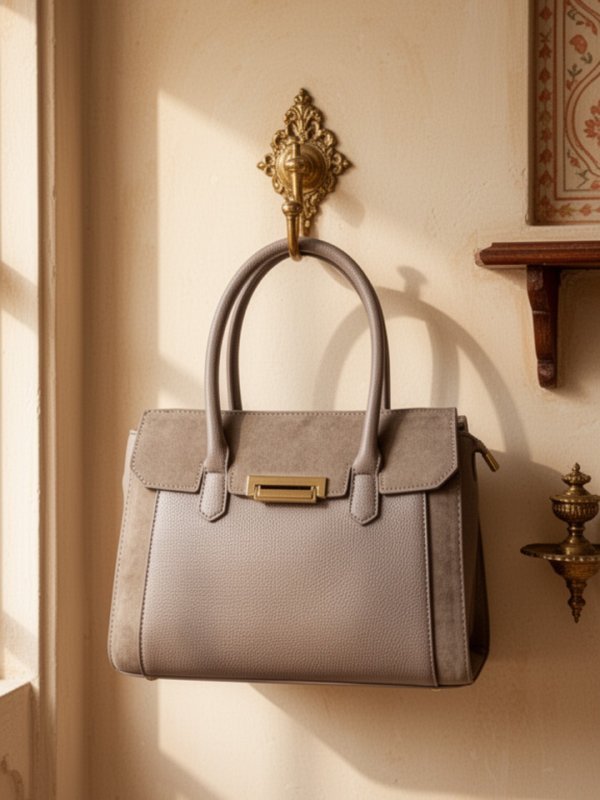 CrossKulture - BlissVibe lightweight grey handbag front view