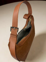 CrossKulture - BlissLuxe brown handbag interior with zip compartment and storage pockets
