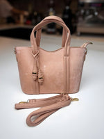 CrossKulture - BlissFit lightweight pink handbag side view showing long strap
