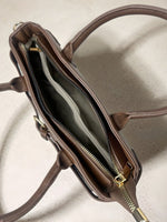 CrossKulture - BlissCharm two front pocket brown handbag interior with zip compartment and storage pockets