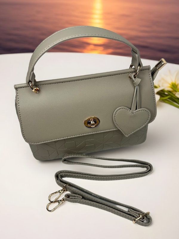 CrossKulture - BlissClass lightweight green handbag side view showing long strap