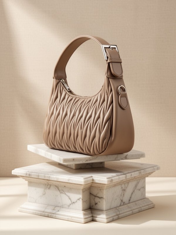CrossKulture - BlissPoise lightweight beige handbag side view