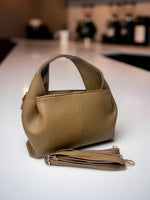 CrossKulture - BlissAura lightweight brown handbag side view showing long strap