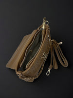 CrossKulture - BlissElegance camel handbag interior with zip compartment and storage pockets