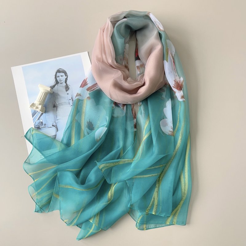 FluidWhisper Long Chiffon Scarf Teal