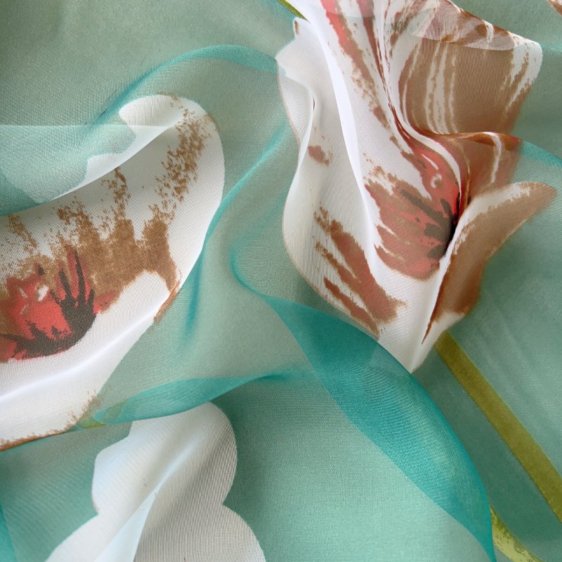 FluidWhisper Long Chiffon Scarf Teal