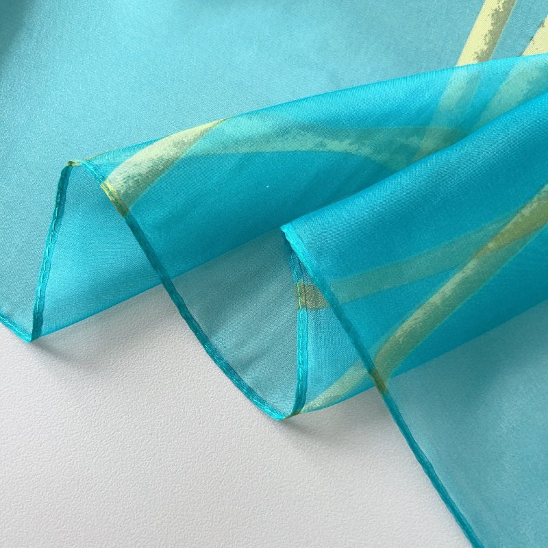 FluidWhisper Long Chiffon Scarf Teal