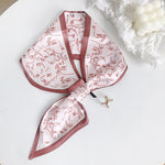 CrossKulture - PinkFerns satin neck scarf knot style on hanger
