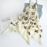 PrintedCalm Square Viscose Cotton Scarf White