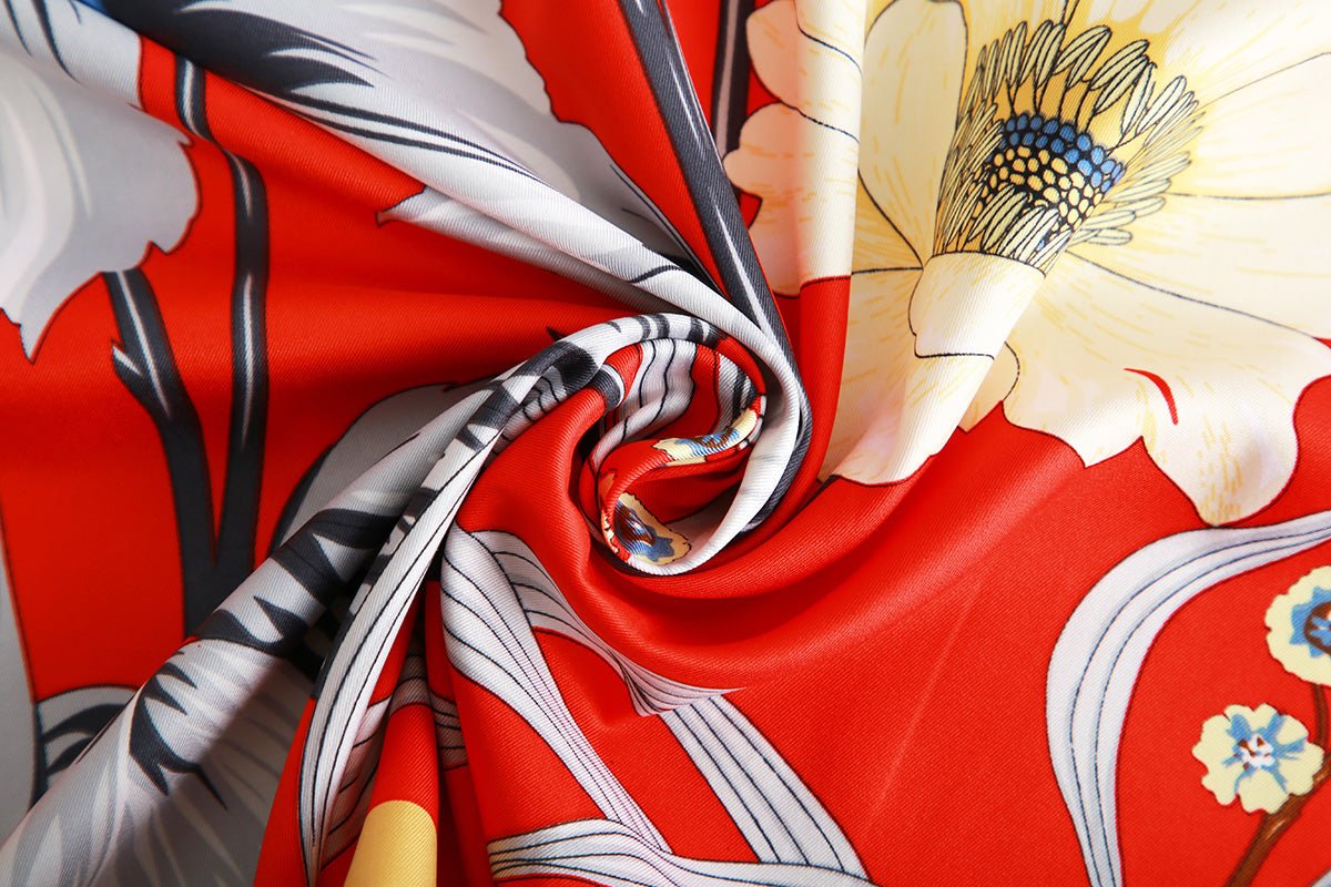 CrossKulture - VibrantSpark satin scarf fabric detail view
