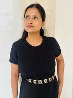 GlamHide Golden Black Women Leather Belt