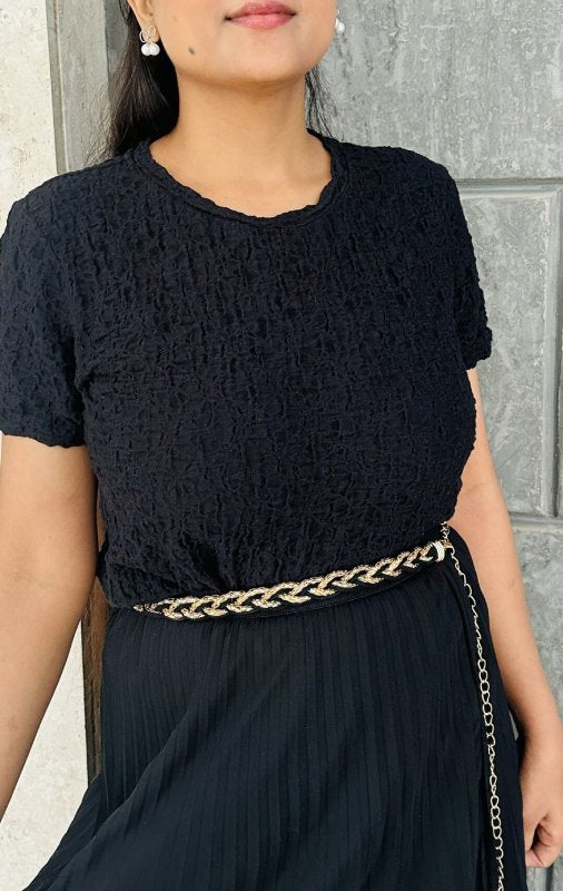 NoirBling Black Gold Women Metal Bling Belt