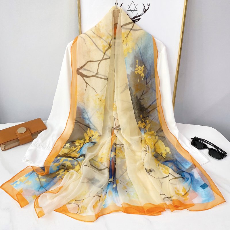 ChicBreeze Long Chiffon Scarf Yellow