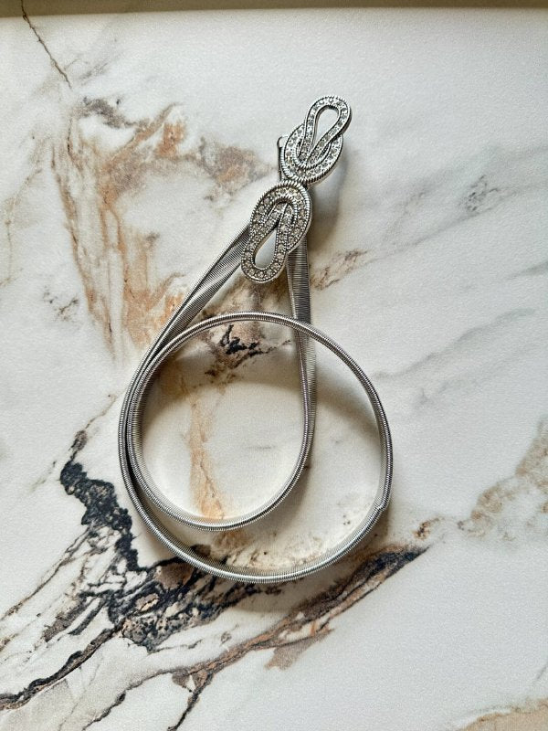 GemLoop Silver Women Metal Stretchable Belt
