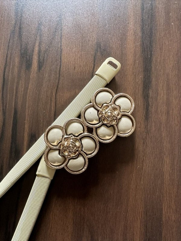 CreamBand Beige Women Metal Stretchable Belt