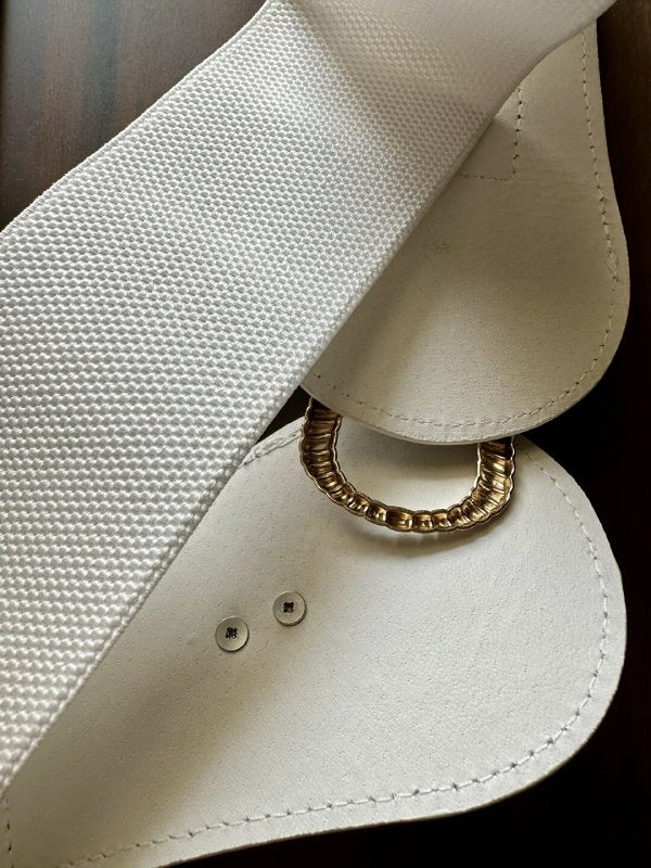 OrnateClasp white Broad Elastic Women Belt