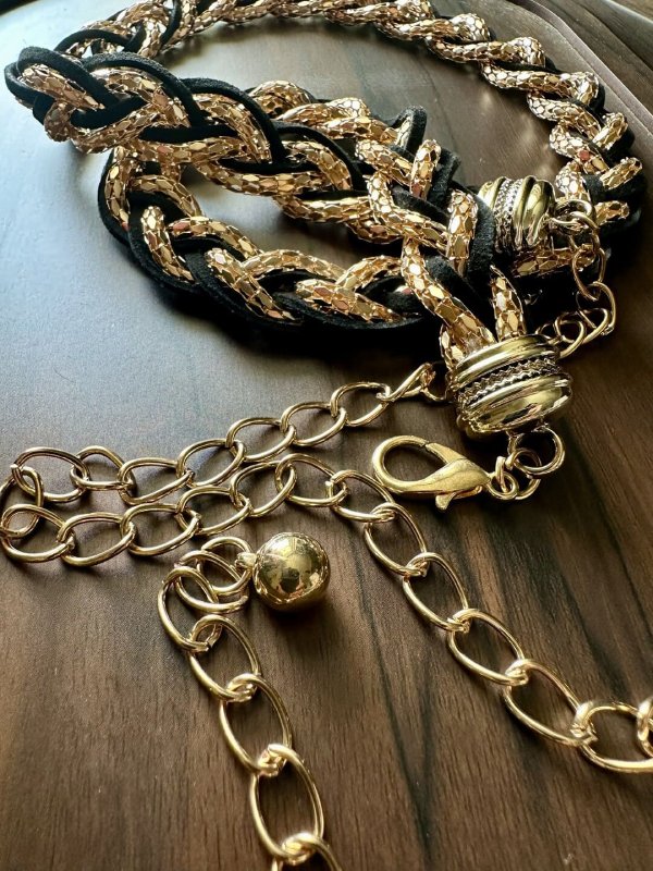 NoirBling Black Gold Women Metal Bling Belt