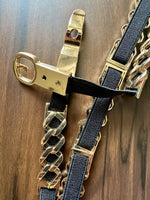 DazzleHide Golden Black Women Leather Belt