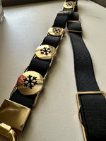 GlamHide Golden Black Women Leather Belt