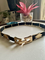 ShimmerHide Golden Black Women Leather Belt