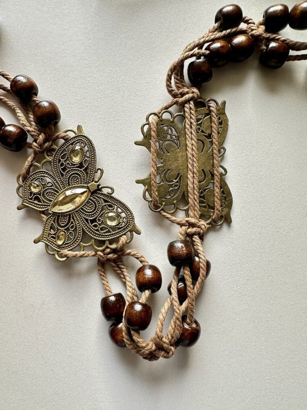 CraftedThreads Brown Women Beads Belt