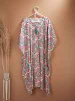 WhimPaisley - Women's Cotton Linen Feel Kaftan Dress (L-42")