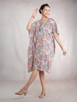 WhimPaisley - Women's Cotton Linen Feel Kaftan Dress (L-42")
